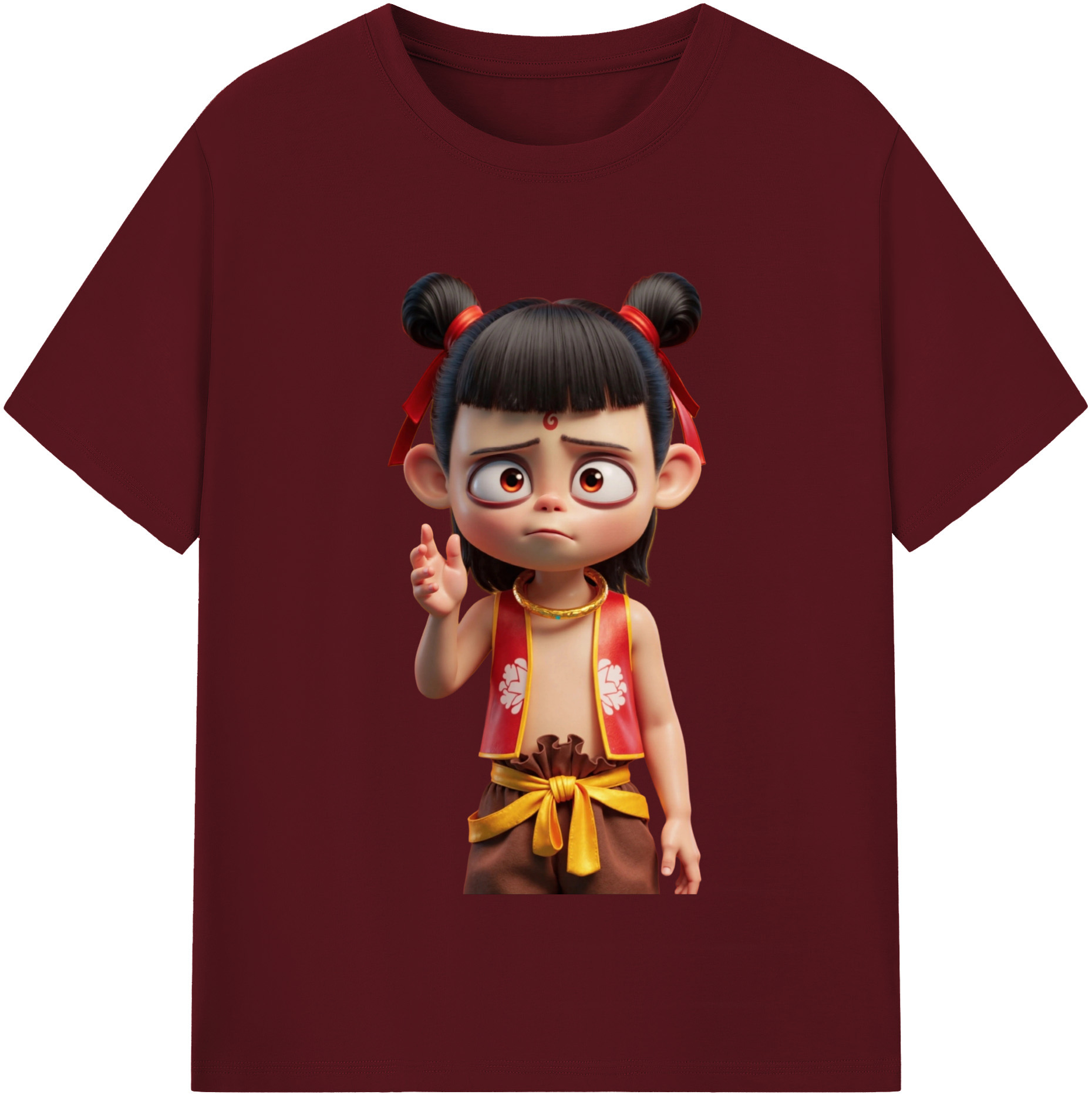 （画像用） Ne Zha 2 ナタ 魔童の大暴れ 綿100％半袖Tシャツ（フロントプリント）